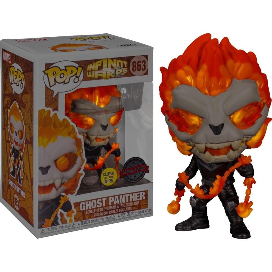 Фігурка Фанко Марвел Примарний Гонщик №863 Marvel Infinity Warps Ghost Panther Glow in The Dark Funko 52085