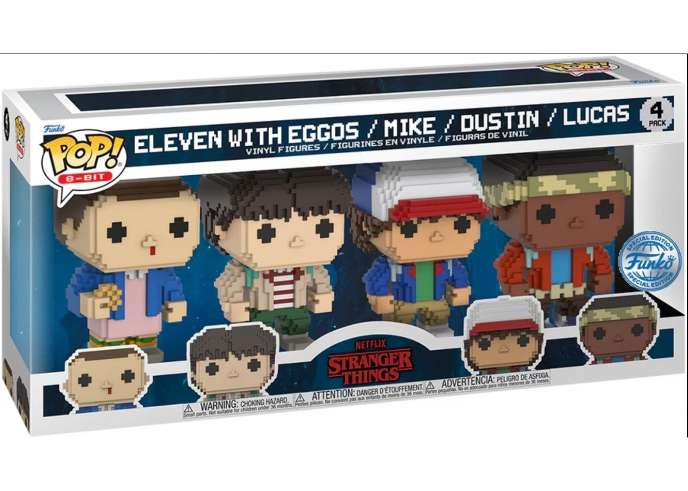 Фигурки Фанко Одиннадцать Майк Дастин Лукас 8-Bit Stranger Things Eleven Mike Dustin Lucas Funko 63729
