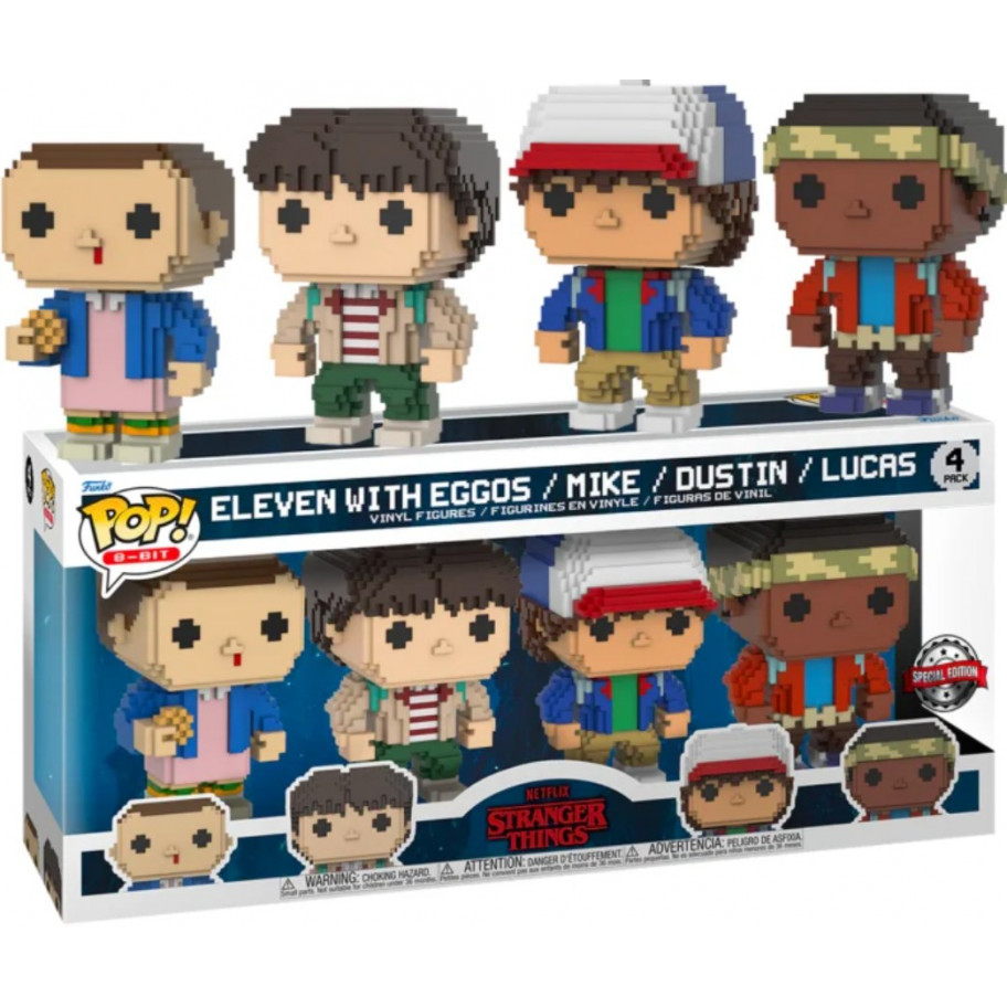 Фігурки Фанко Одинадцять Майк Дастін Лукас 8-Bit  Stranger Things Eleven Mike Dustin Lucas Funko 63729