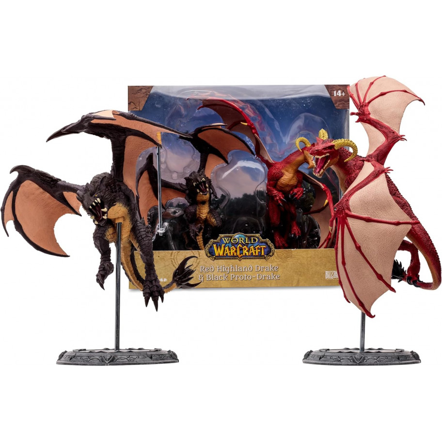 Фигурка 2 шт Драконы Варкрафт World of Warcraft Red Highland Drake and Black Proto-Drake 2pk McFarlane 16694 