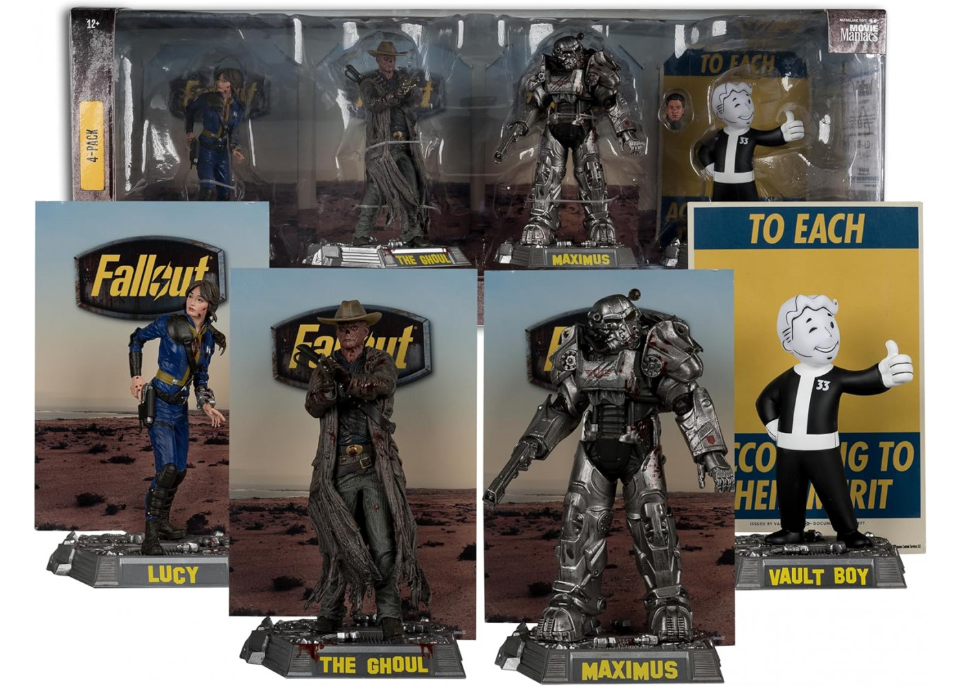 Набір Фігурок Фоллаут 4 шт Люсі Максимус Гуль Хлопець з Скрині Fallout Lucy Maximus The Ghoul Vault Boy McFarlane 14097