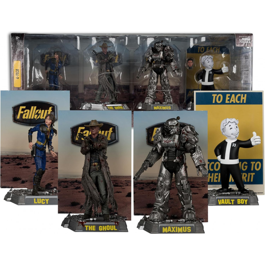 Набір Фігурок Фоллаут 4 шт Люсі Максимус Гуль Хлопець з Скрині Fallout Lucy Maximus The Ghoul Vault Boy McFarl