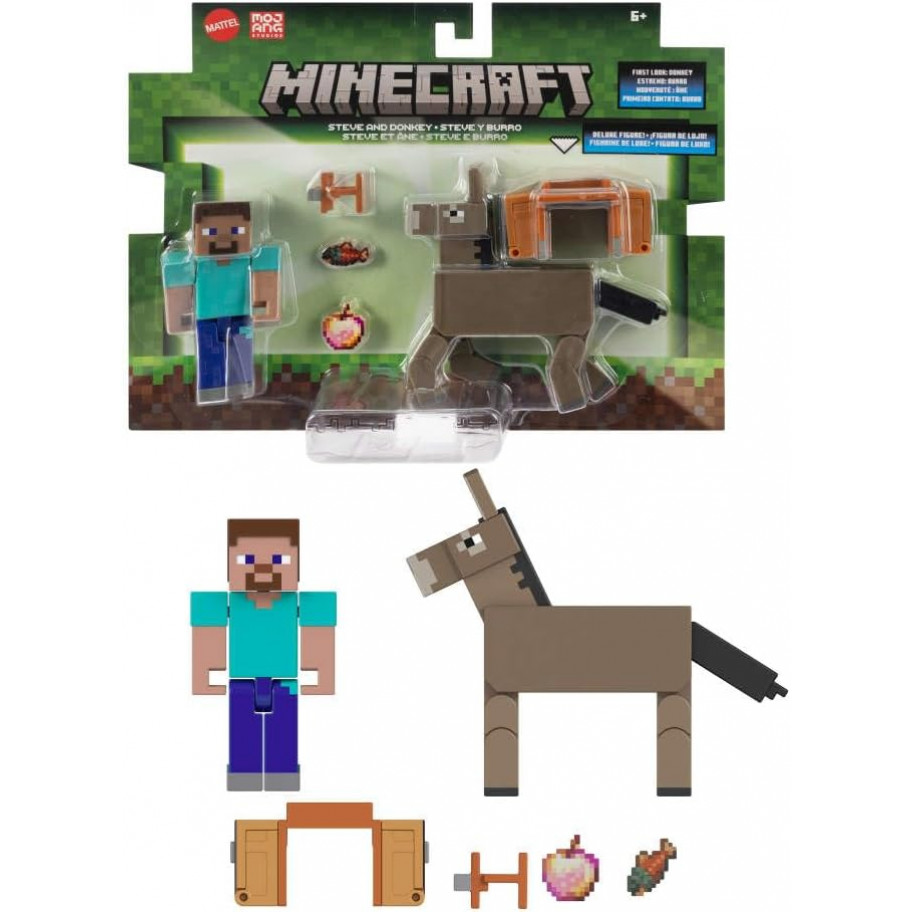 Набір іграшок Майнкрафт Стів та Осел Minecraft Steve and Donkey Mattel JCN54