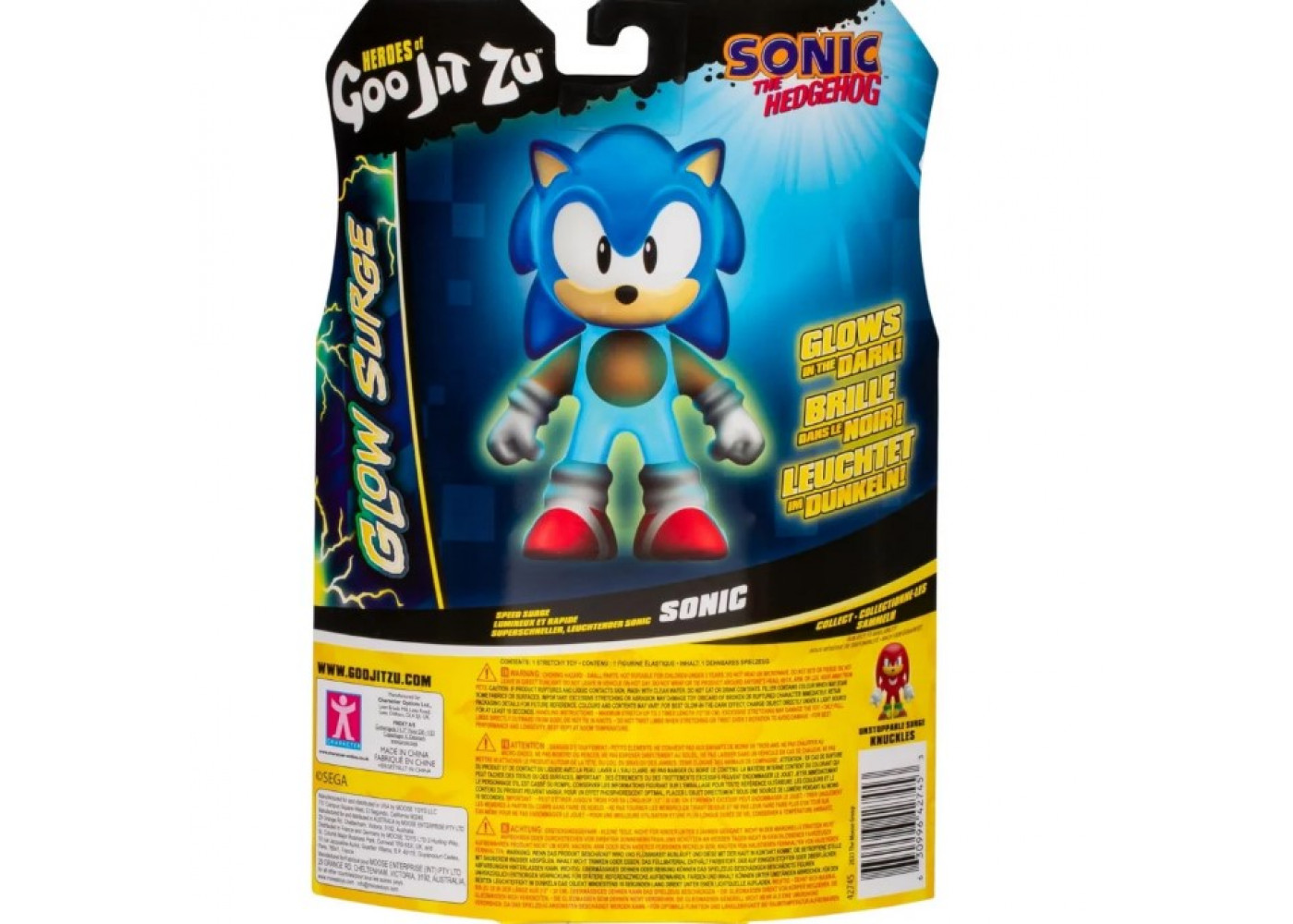 Фігурка Стретч-Антистрес (Уцінка) Goo Jit Zu Соник Світиться у Темряві Sonic The Hedgehog Glow Surge B42745