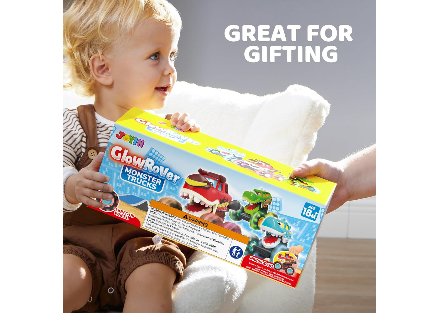Набір 3 Монстр Траки Світяться з Активатором Руху Joyin Monster Trucks Glow Rover Joyin 60876