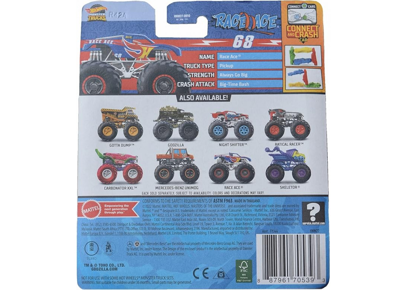 Хот Вилс Монстр Трак Рейс Эйс 1:64 Race Ace Monster Trucks Mattel JKJ98
