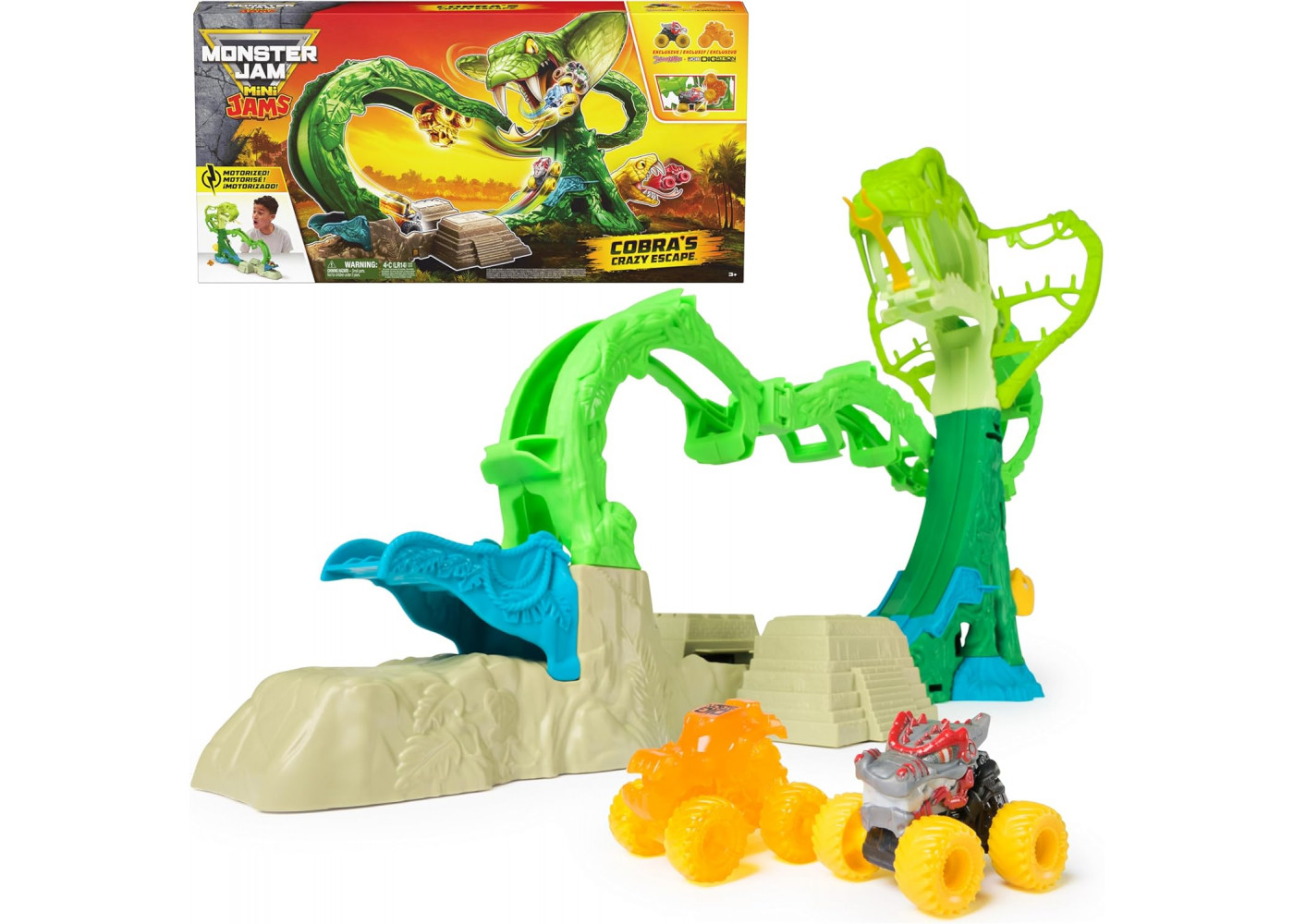 Игровой Набор Монстер Джем 2 Машинки 1:87 и Пусковая Установка Cobra’s Crazy Escape Spin Maste 6075204