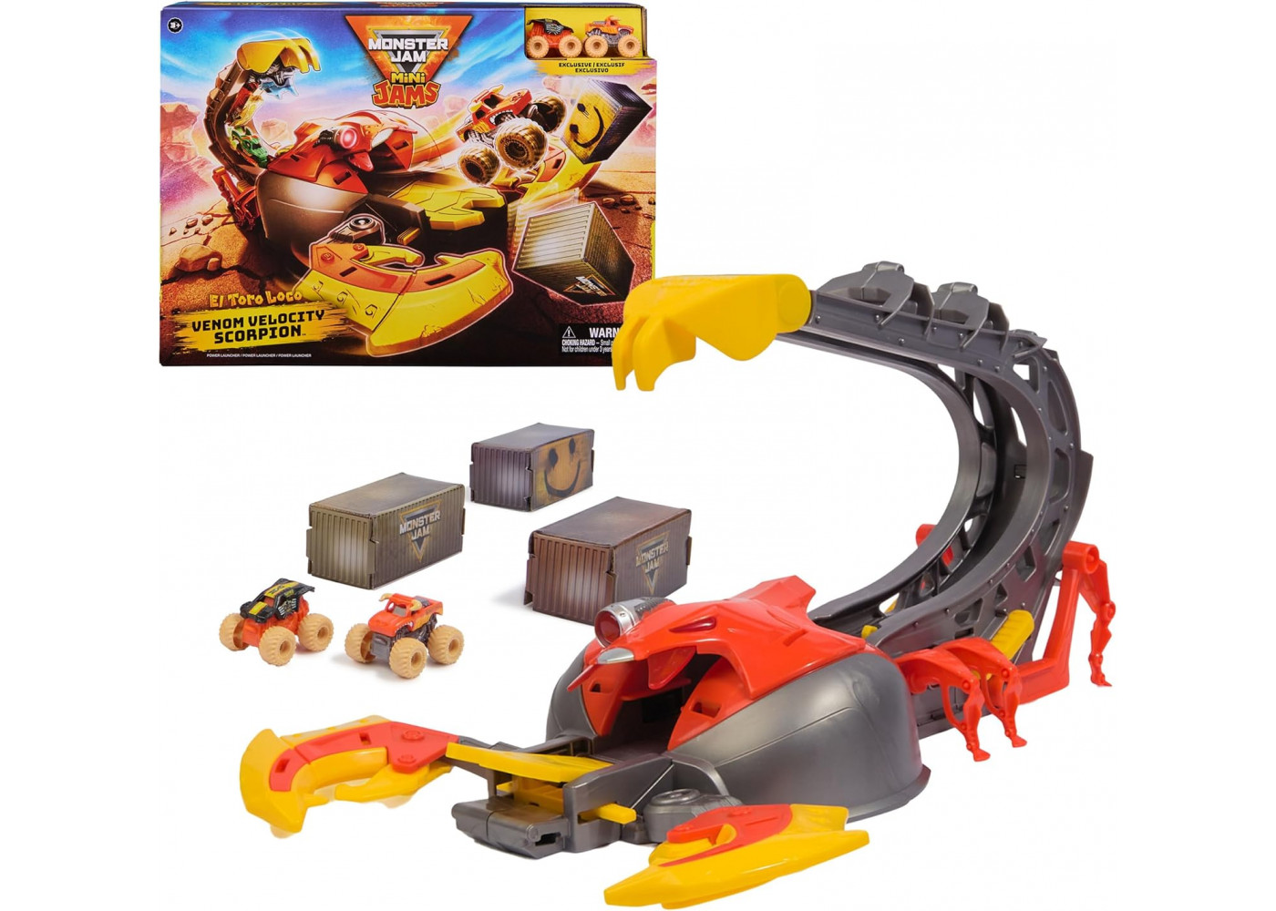 Игровой Набор Монстер Джем 2 Машинки 1:87 и Пусковая Установка El Toro Loco Venom Velocity Scorpion Spin Master 6069752