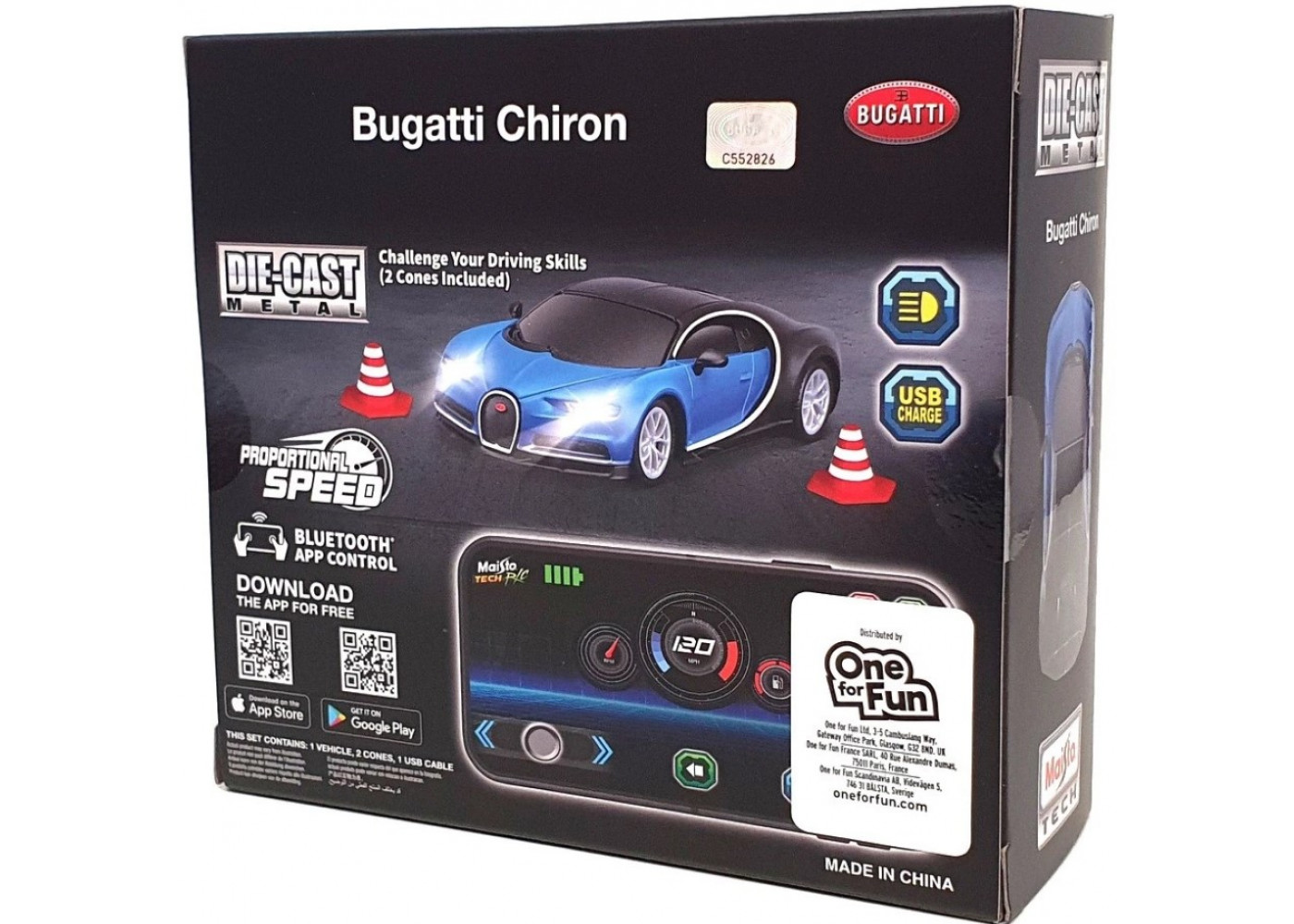 Машинка Бугатті Широн 1:41 на Радіоуправлінні Bugatti Chiron Bluetooth App Control Maisto Tech 82651