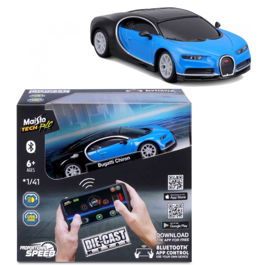 Машинка Бугатті Широн 1:41 на Радіоуправлінні Bugatti Chiron Bluetooth App Control Maisto Tech 82651