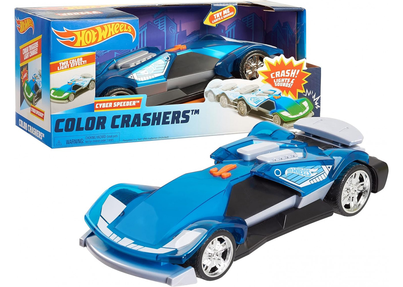 Моторизированная Машинка Хот Вилс 25 см со Светом и Звуком Color Crashers Hot Wheels 98158