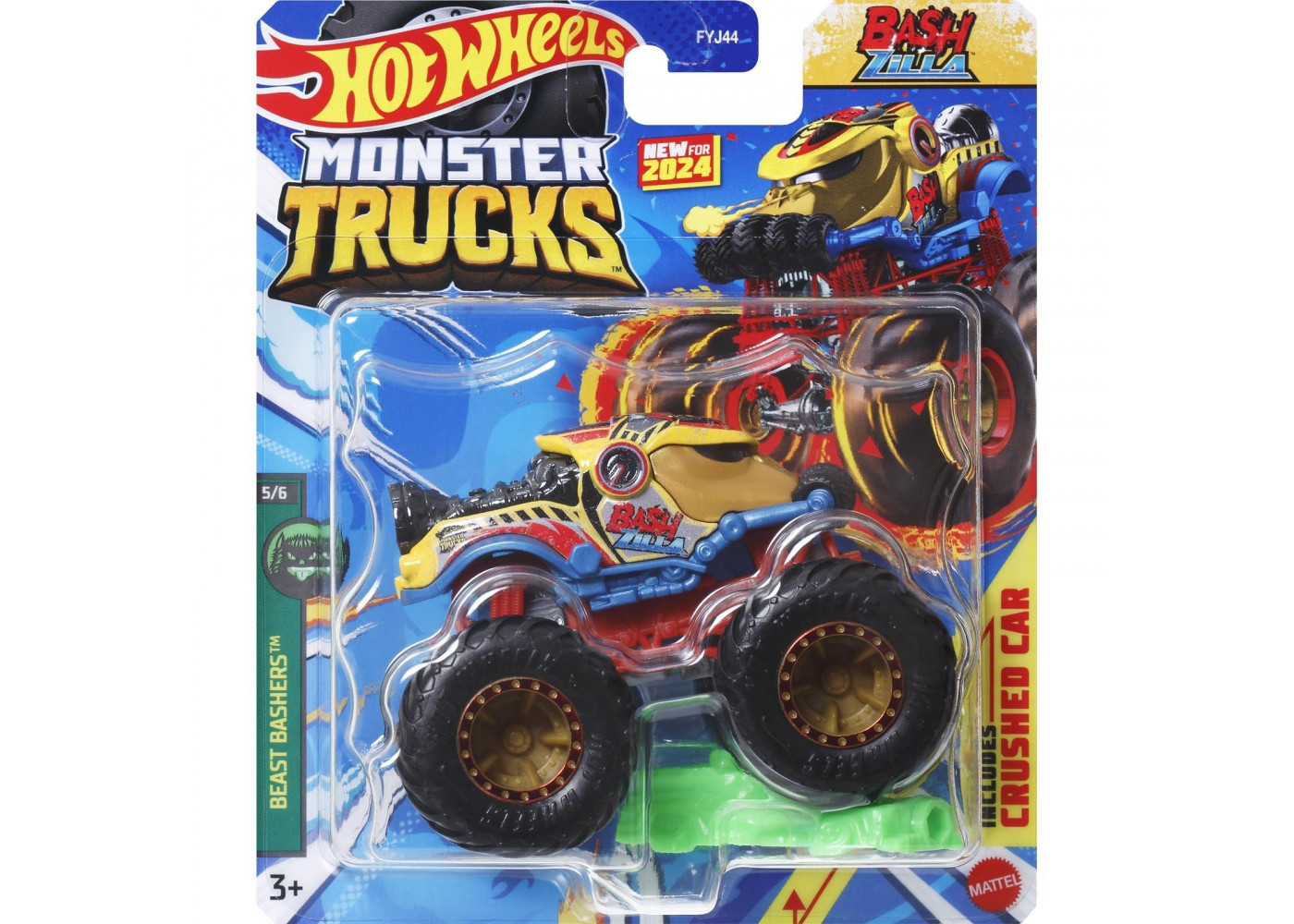 Машинка Хот Вилс Монстер Трак БашЗілла 1:64 Monster Trucks BashZilla Hot Wheels HTM33