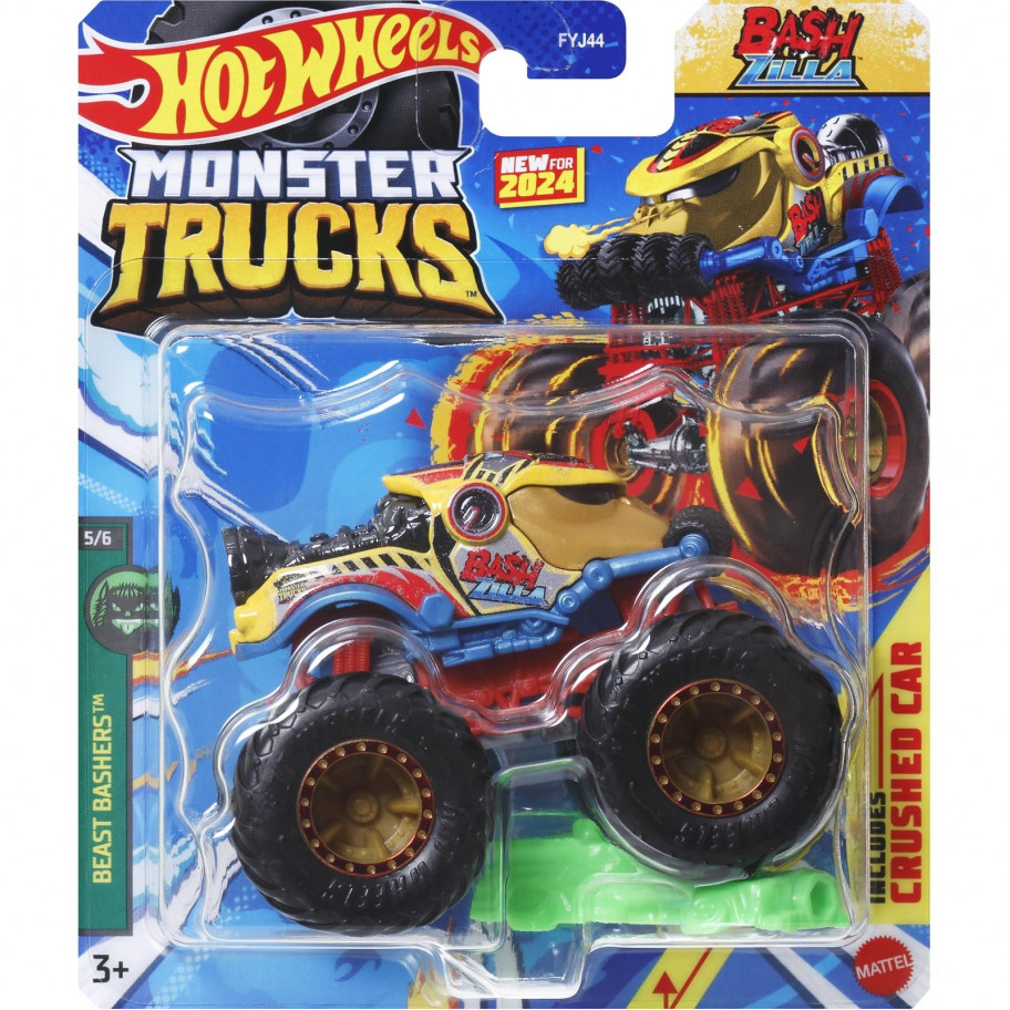 Машинка Хот Вилс Монстер Трак БашЗілла 1:64 Monster Trucks BashZilla Hot Wheels HTM33