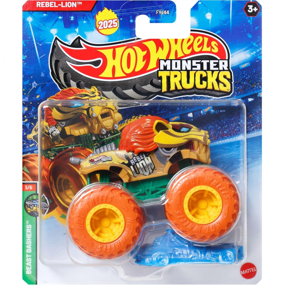 Машинка Хот Вілс Монстер Трак Ребел Лайон 1:64 Monster Trucks Rebel-Lion Hot Wheels JCD75
