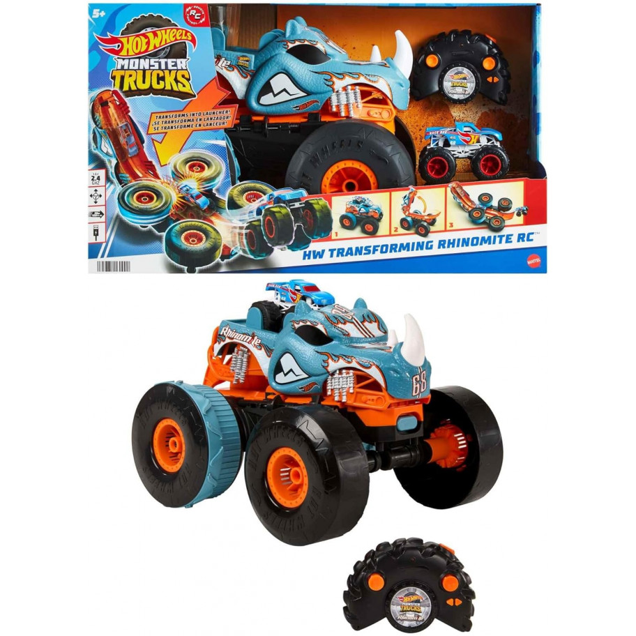 Машинка Хот Вілс Монстр Трак 1:12 Носоріг Monster Trucks Transforming Rhinomite RC Hot Wheels HPK27