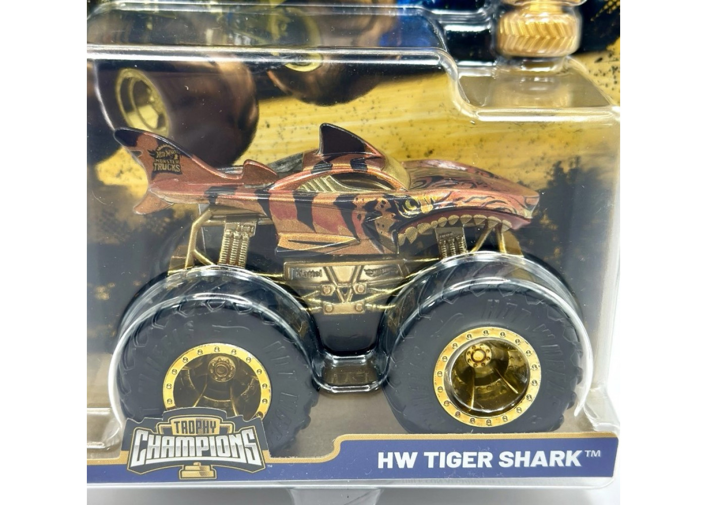 Машинка Хот Вилс Монстр Трак 1:64 Monster Trucks HW Tiger Shark 50 Bigfoot Trophy Champions Mattel JDV02