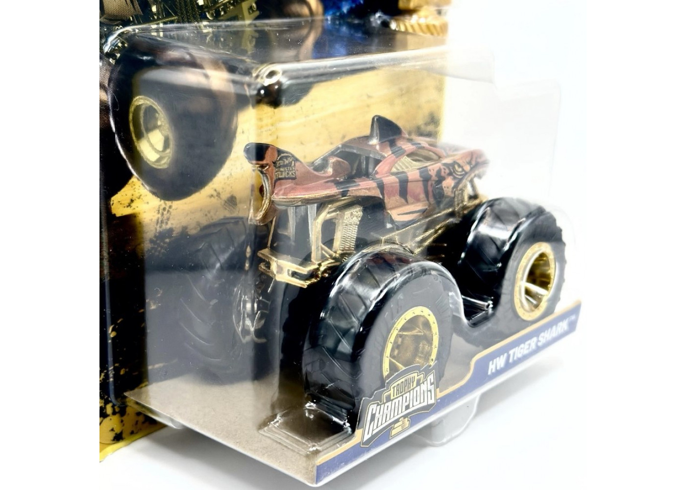 Машинка Хот Вилс Монстр Трак 1:64 Monster Trucks HW Tiger Shark 50 Bigfoot Trophy Champions Mattel JDV02