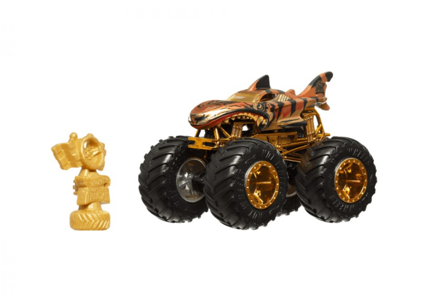 Машинка Хот Вилс Монстр Трак 1:64 Monster Trucks HW Tiger Shark 50 Bigfoot Trophy Champions Mattel JDV02