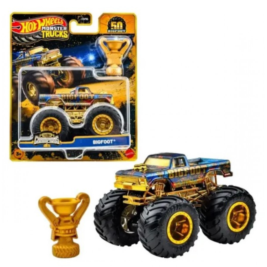 Машинка Хот Вілс Монстр Трак 1:64 Monster Trucks Bigfoot Trophy Champions Mattel JDV97
