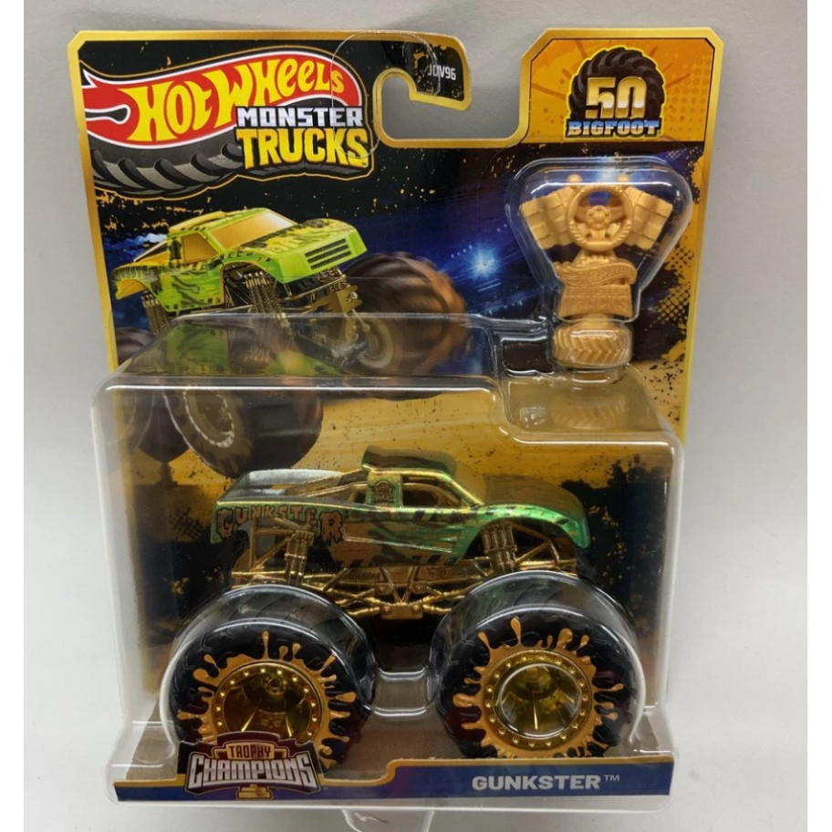 Машинка Хот Вілс Монстр Трак 1:64 Monster Trucks Gunkster 50 Bigfoot Trophy Champions Mattel JDV99