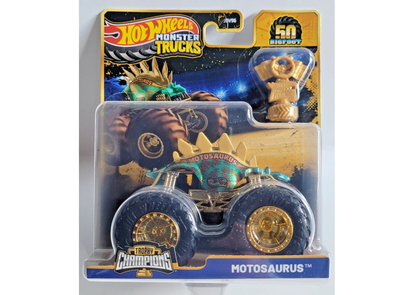Машинка Хот Вілс Монстр Трак 1:64 Monster Trucks Motosaurus Trophy Champions Mattel JDV06