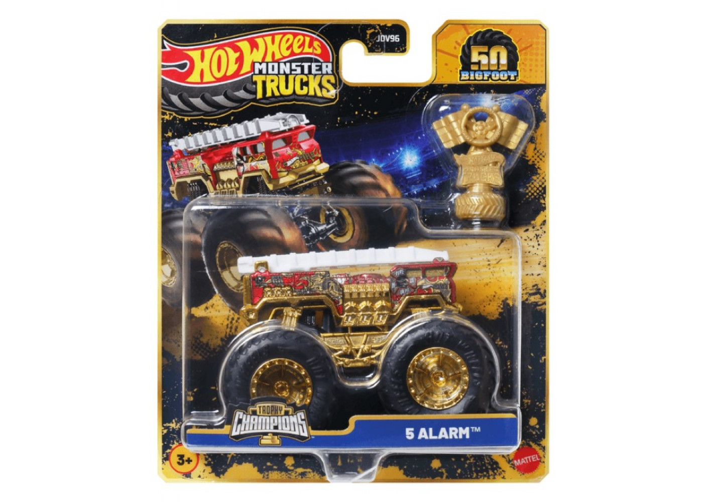 Машинка Хот Вилс Монстр Трак 5 Аларм 1:64 Monster Trucks 5 Alarm Trophy Champions Mattel JDW00