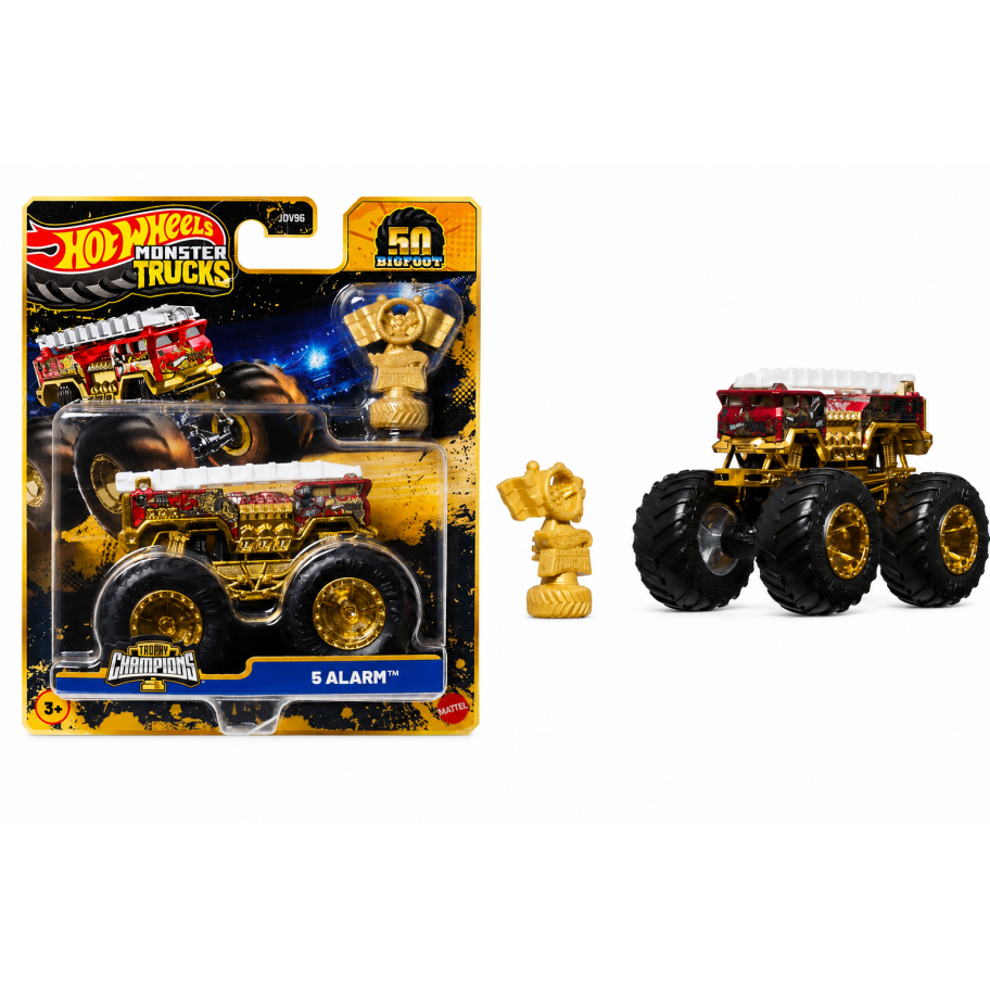 Машинка Хот Вилс Монстр Трак 5 Аларм 1:64 Monster Trucks 5 Alarm Trophy Champions Mattel JDW00