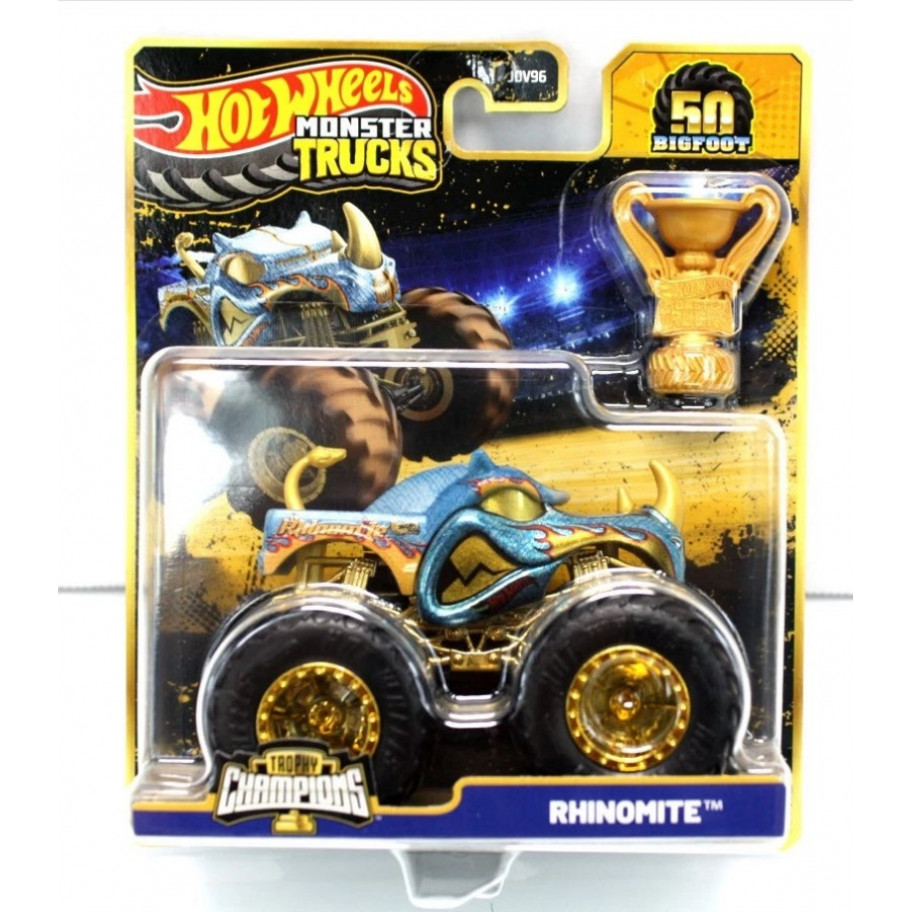 Машинка Хот Вілс Монстр Трак 1:64 Monster Trucks Rhinomite Trophy Champions Mattel JDV03