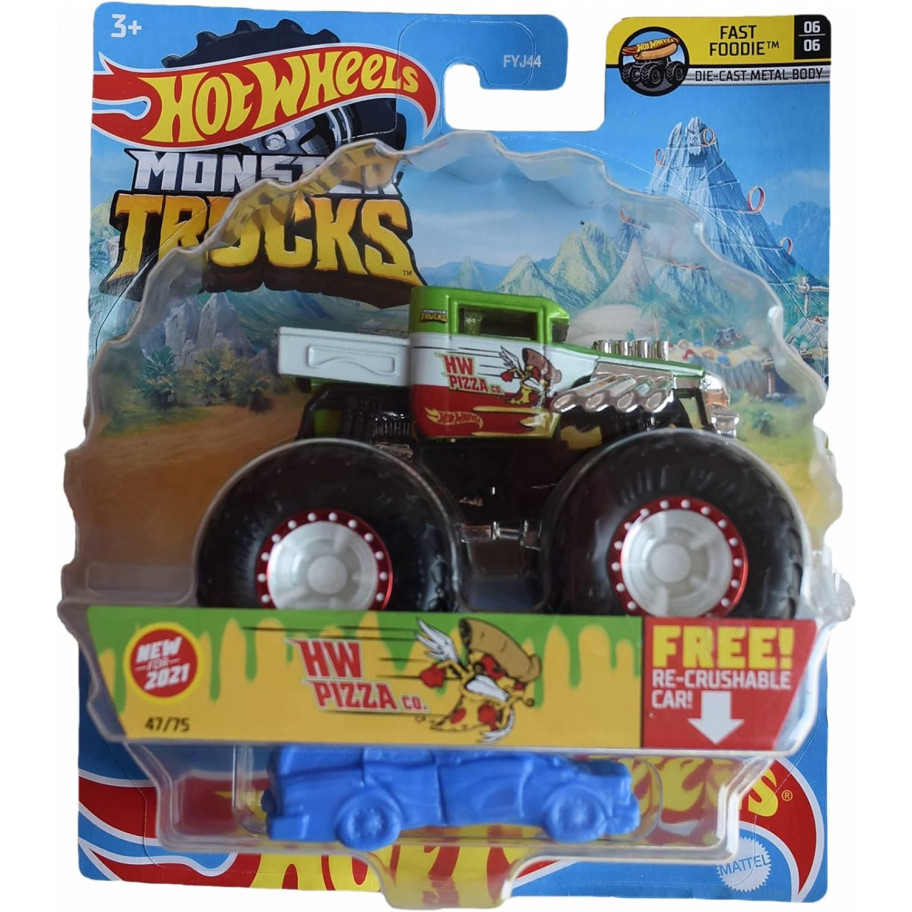 Машинка Хот Вілс Монстр Трак Піца Monster Trucks Pizza CO Hot Wheels HNW18