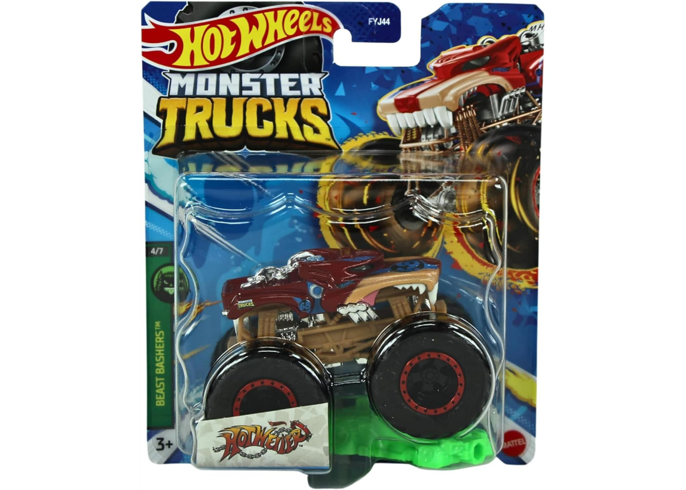 Машинка Хот Вилс Монстр Трак Звериные Охотники Monster Trucks Beast Bashers Hotweiler Hot Wheels HNW15