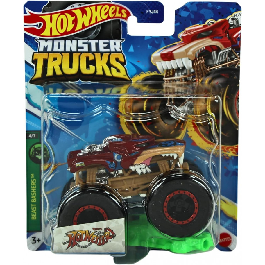 Машинка Хот Вілс Монстр Трак Звірячі Мисливці Monster Trucks Beast Bashers Hotweiler Hot Wheels HNW15