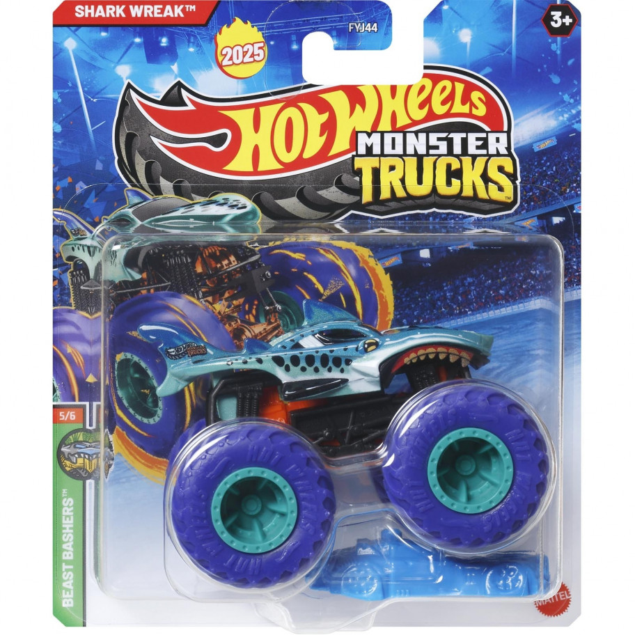 Машинка Хот Вилс Монстр Акула 1:64 Monster Trucks Shark Wreak Hot Wheels JCD80
