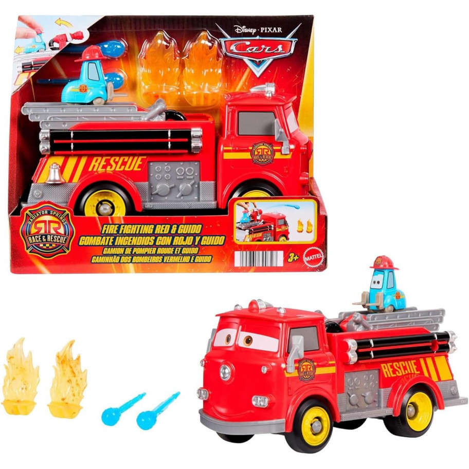 Набор Тачки Фигурки Ред и Гвидо с Пожарной Машиной Cars Disney Pixar Fire Fighting Red and Guido Mattel JFL54
