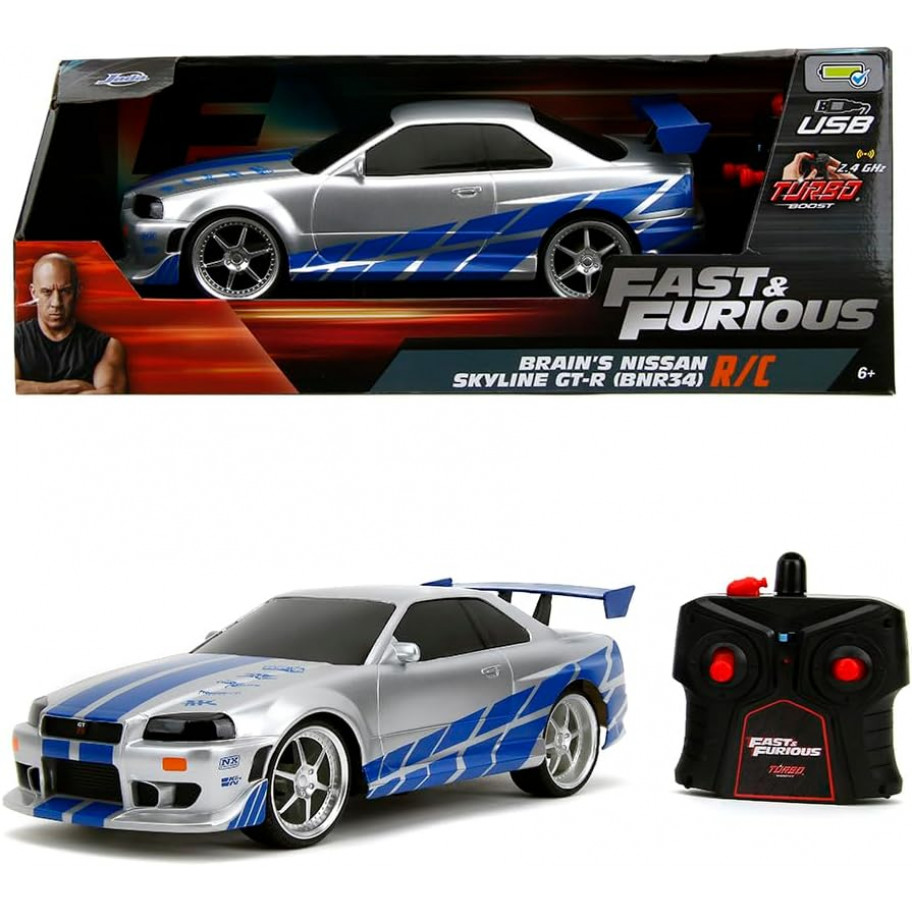 Машинка Ніссан Скайлайн Форсаж 1:16 на Пульті Управління Nissan Skyline Fast Furious Jada Toys 99370