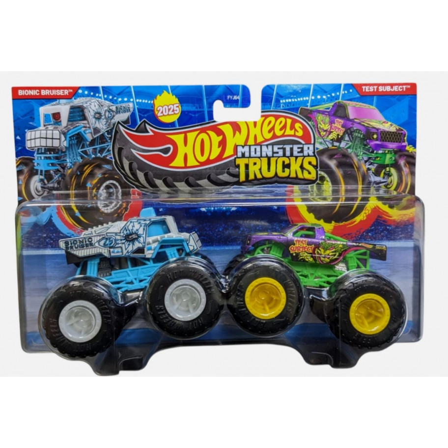 Машинки Хот Вілс Монстр Трак 1:64 Monster Trucks Bionic Bruiser vs Test Subject Hot Wheels JCC68
