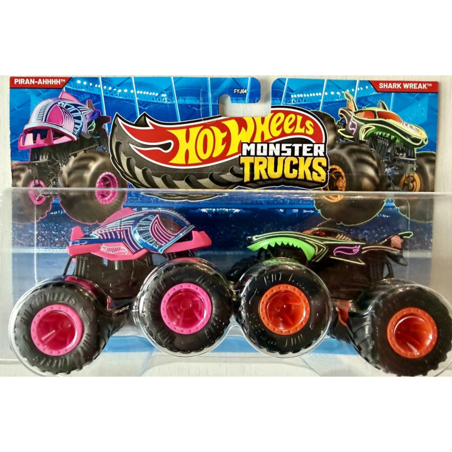 Машинки Хот Вілс Монстр Трак 1:64 Monster Trucks Piran-Ahhhh vs Shark Wreak Mattel JLV82