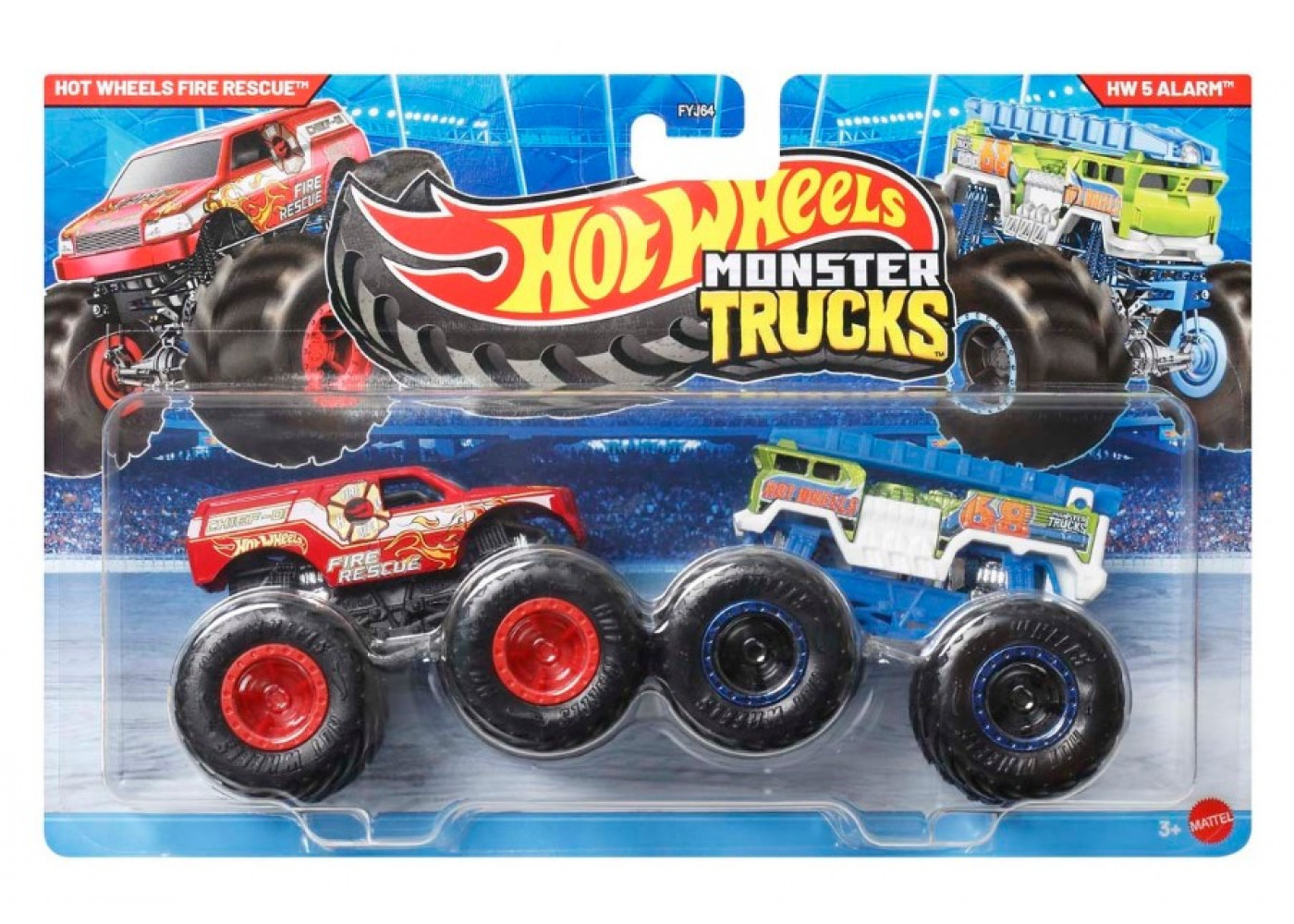 Машинки Хот Вілс Монстр Трак 1:64 Monster Trucks Fire Rescue vs HW 5 Alarm Mattel JLV86