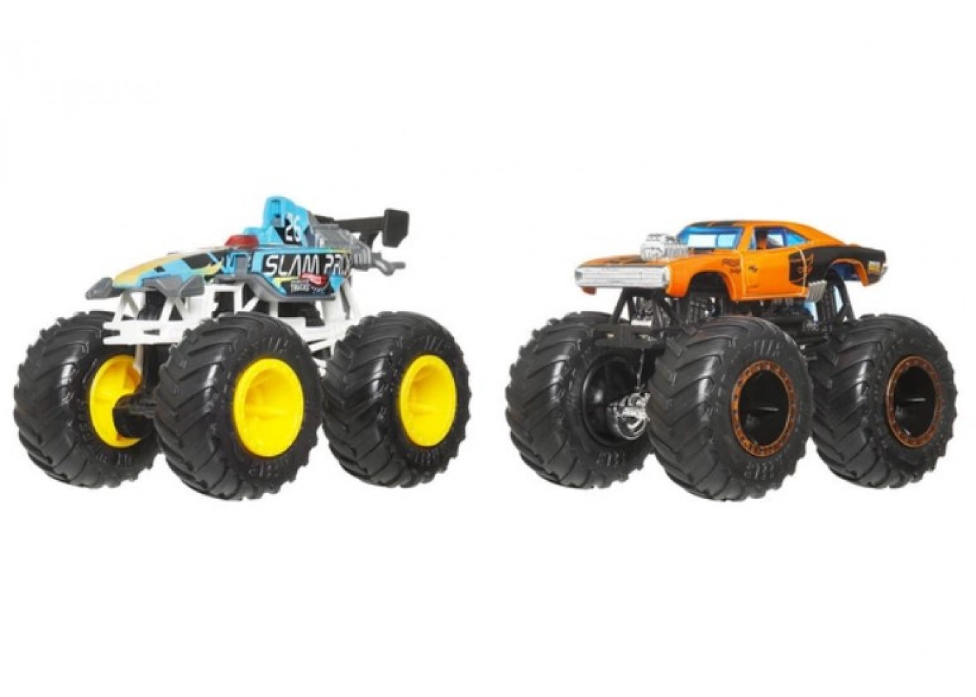 Машинки Хот Вилс Монстр Трак 1:64 Monster Trucks Slam Prix/Prix Collision vs Dodge Charger Mattel JHY87