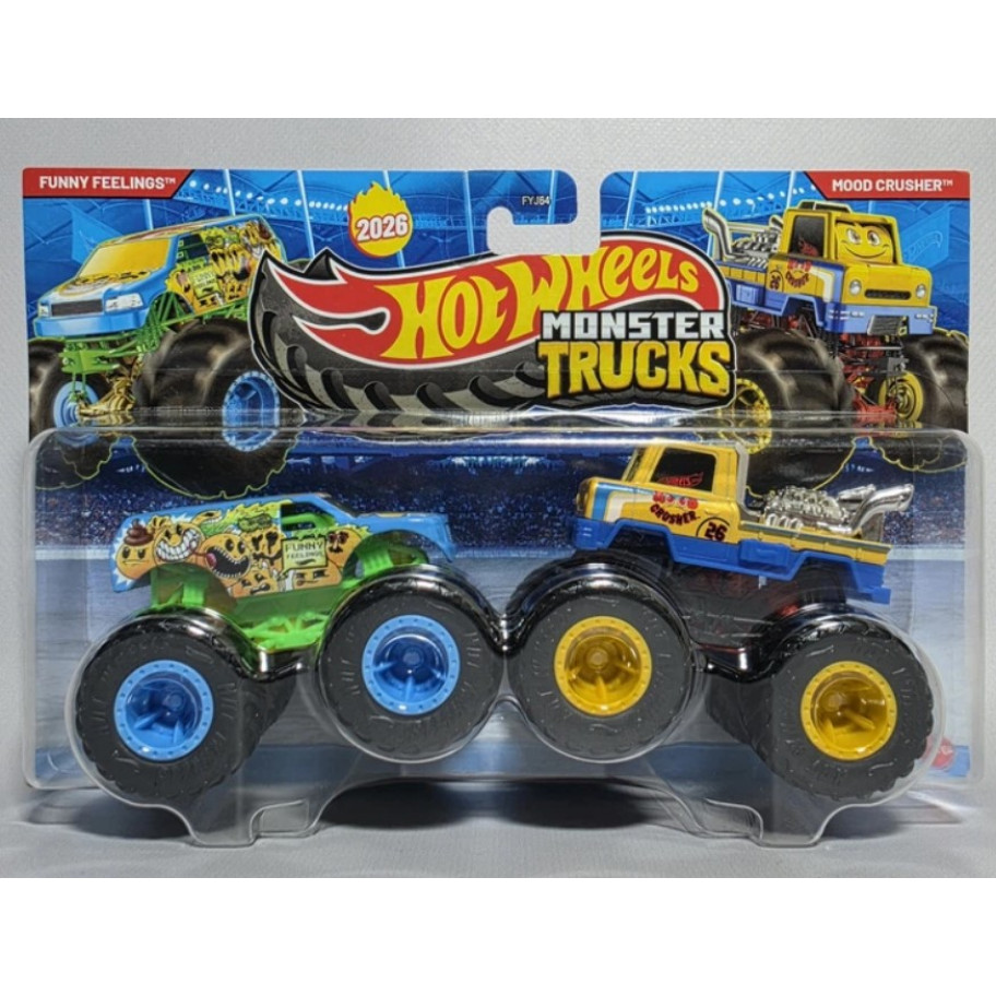 Машинки Хот Вілс Монстр Трак 1:64 Monster Trucks Funny Feeling vs Mood Crusher Mattel JHY81