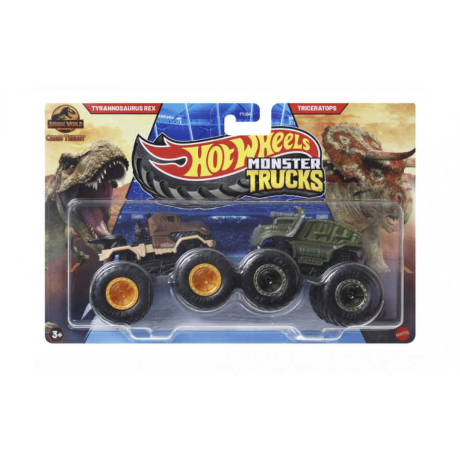 Машинки Хот Вилс Монстр Трак 1:64 Monster Trucks Tyrannosaurus Rex vs Triceratops Hot Wheels JCC72