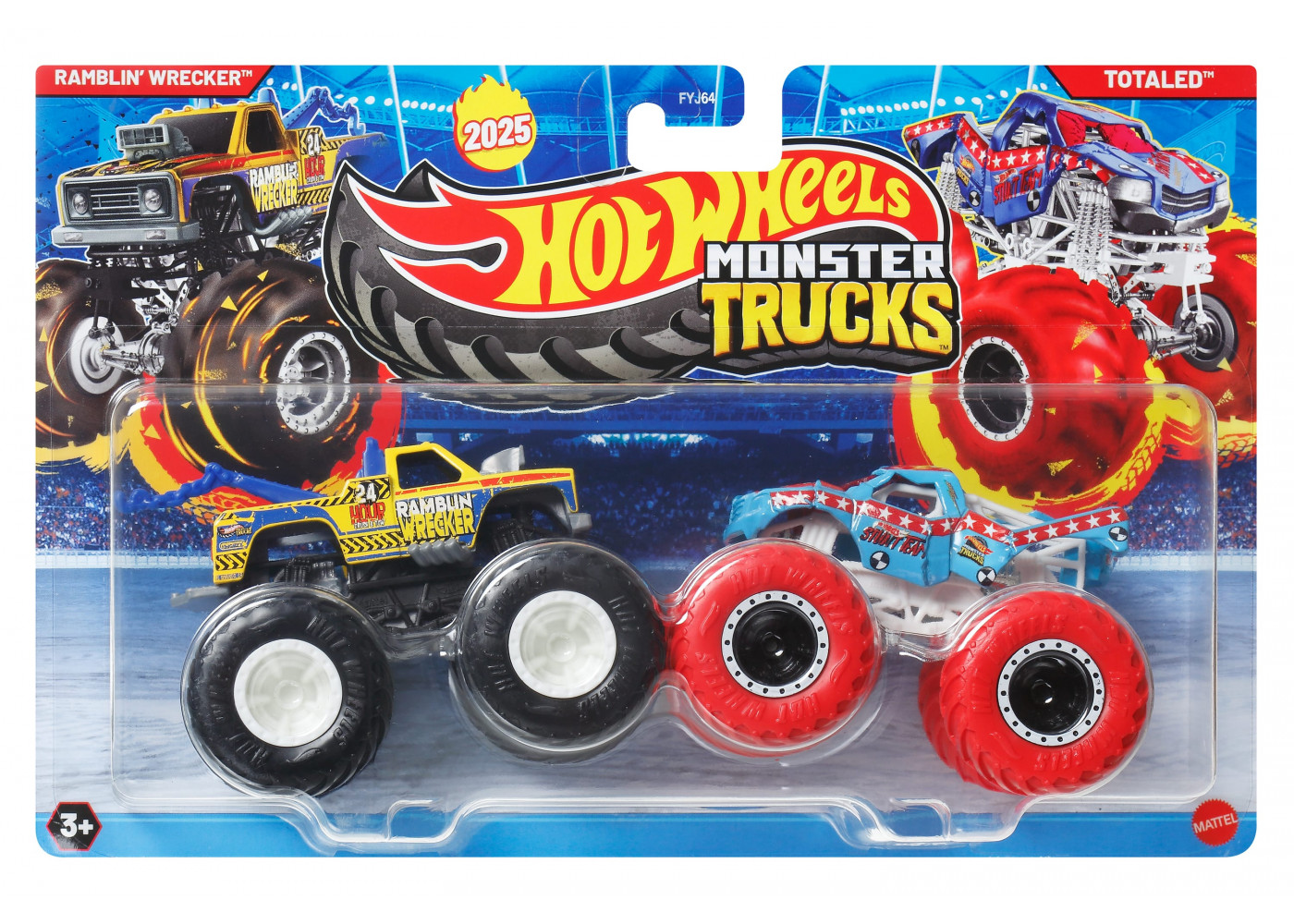 Машинки Хот Вілс Монстр Трак 1:64 Monster Trucks Ramblin' Wracker VS Totaled Hot Wheels JCC67