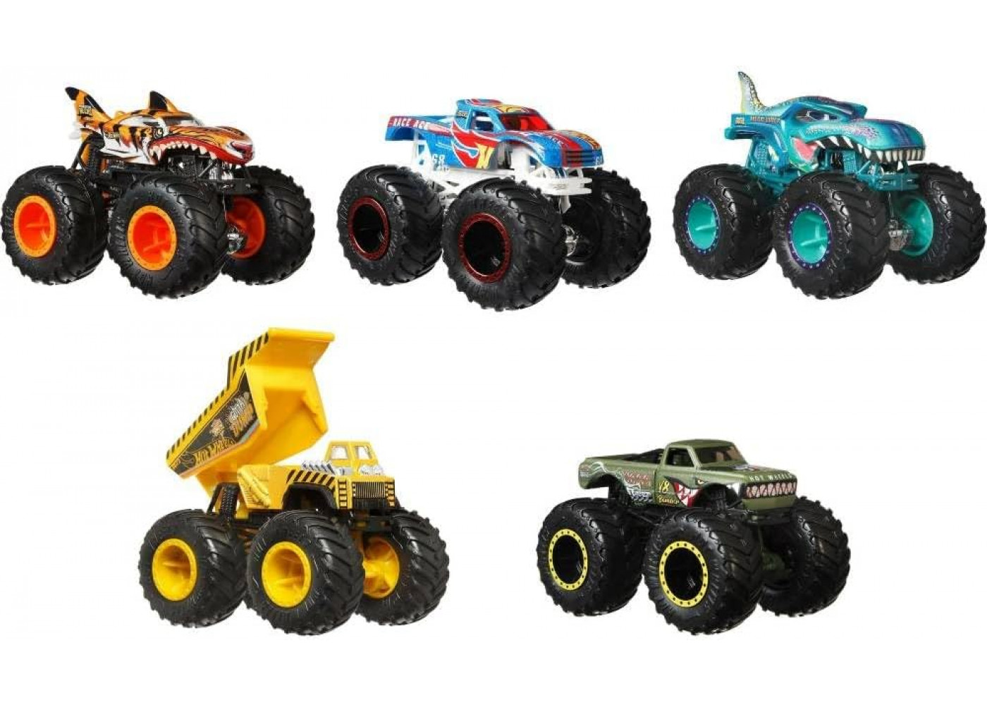 Набор 5 машинок  Хот Вилс Монстр Трак Monster Trucks Crash Crew Hot Wheels JFF65