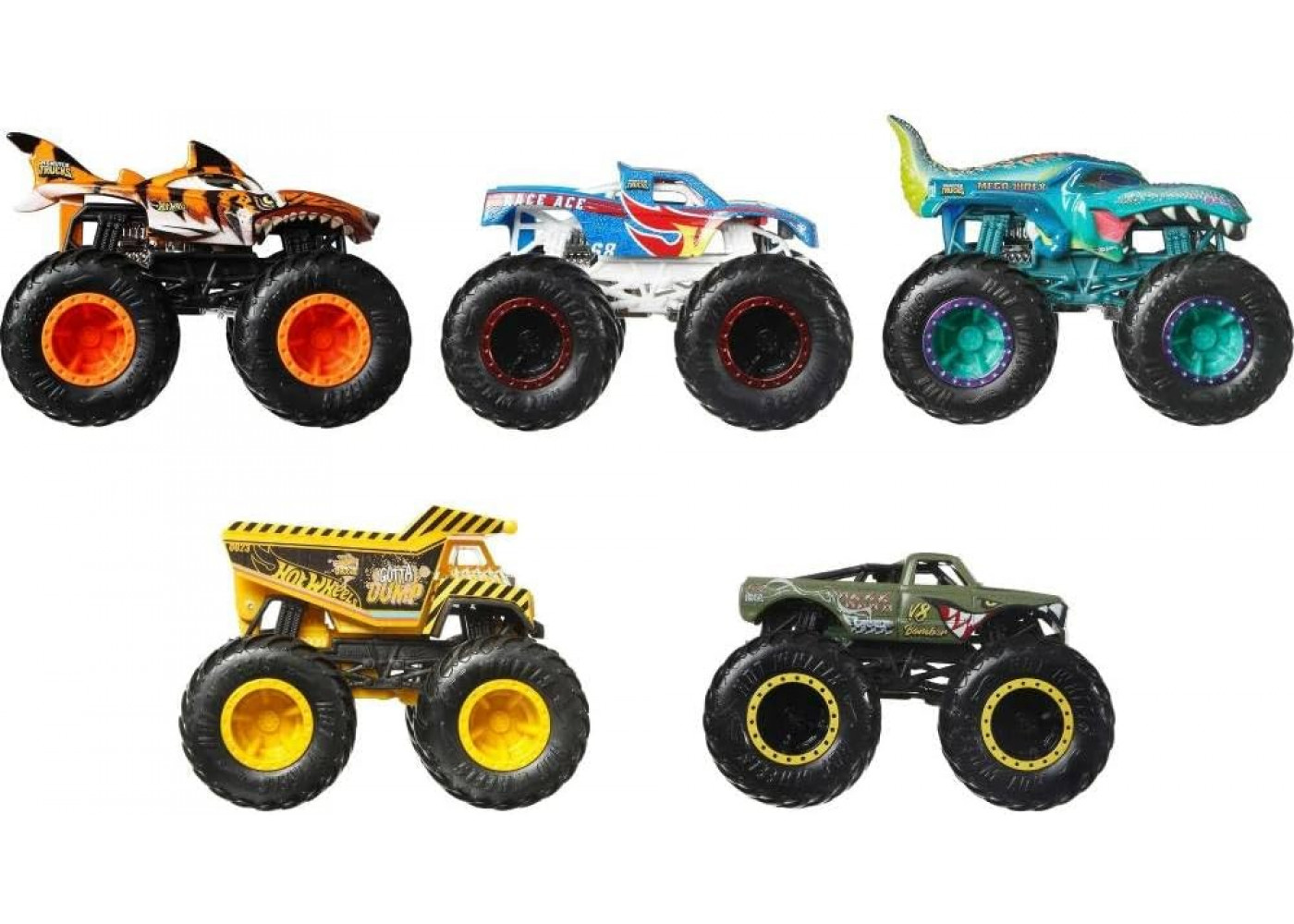 Набор 5 машинок  Хот Вилс Монстр Трак Monster Trucks Crash Crew Hot Wheels JFF65