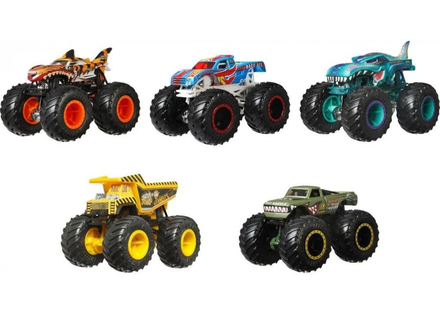 Набор 5 машинок  Хот Вилс Монстр Трак Monster Trucks Crash Crew Hot Wheels JFF65