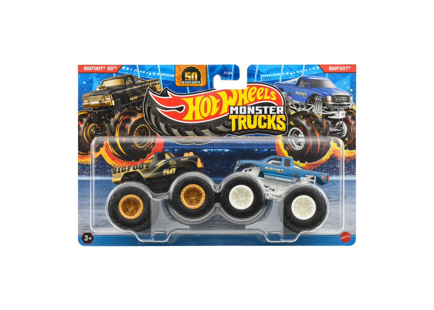 Машинки Хот Вилс Монстер Трак 1:64 Monster Trucks Lamblin Wrecker VS Bigfoot Hot Wheels JCC69