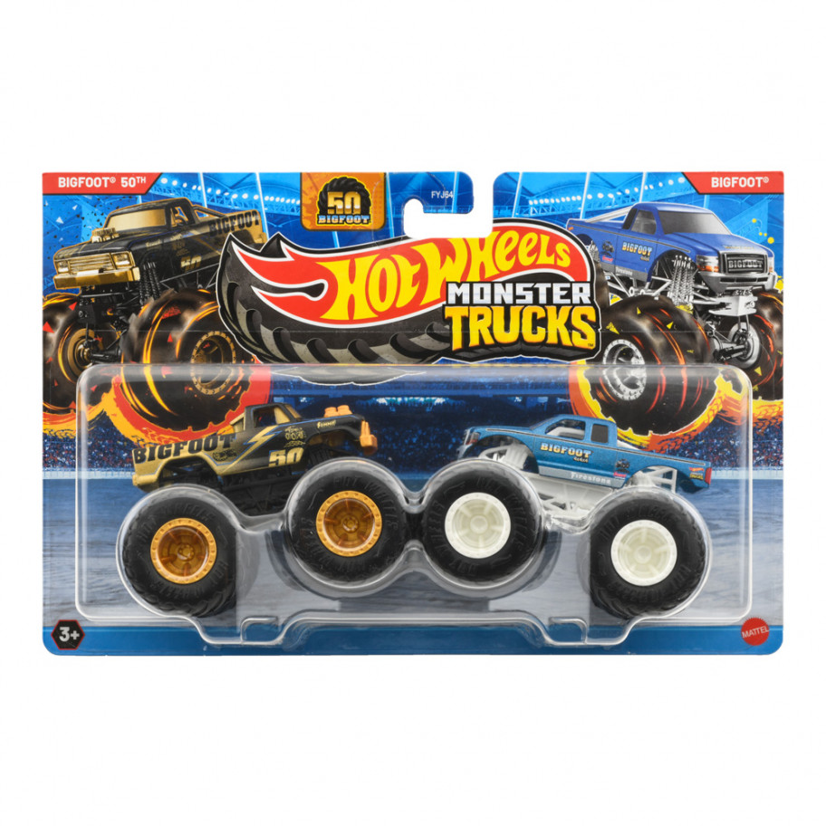 Машинки Хот Вилс Монстер Трак 1:64 Monster Trucks Lamblin Wrecker VS Bigfoot Hot Wheels JCC69