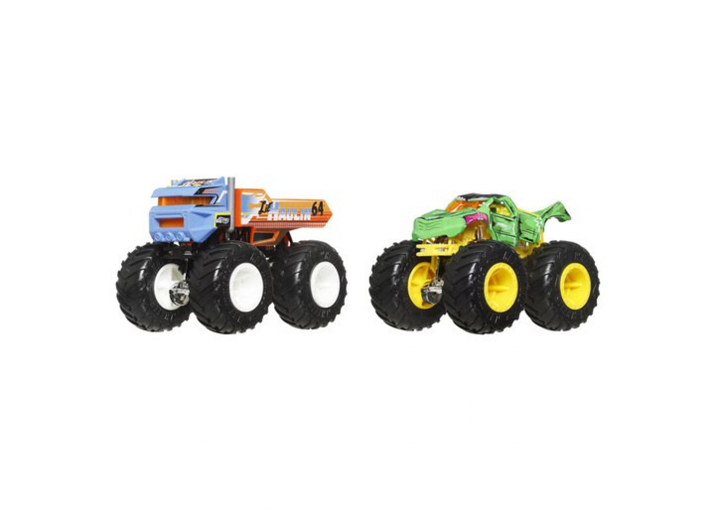 Машинки Хот Вилс Монстр Трак 1:64 Monster Trucks Lil’ Haulin 64 vs Totaled Mattel JLV75