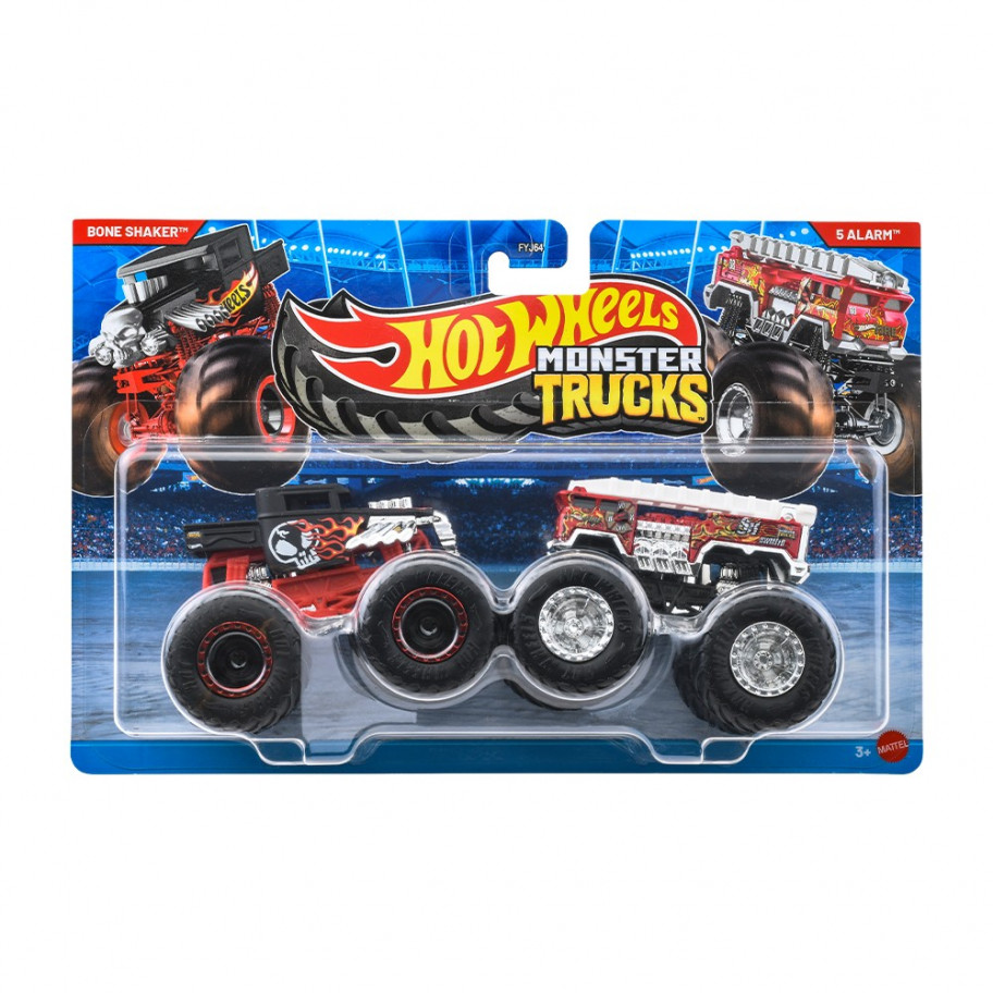 Машинки Хот Вилс Монстр Трак 1:64 Monster Trucks Bone Shaker vs 5 Alarm Mattel JLV72