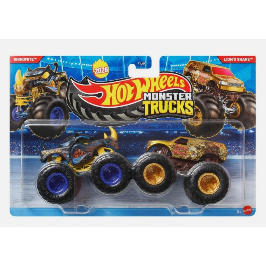 Машинки Хот Вилс Монстр Трак 1:64 Monster Trucks Rhinomite vs Lion's Share Mattel JHY82