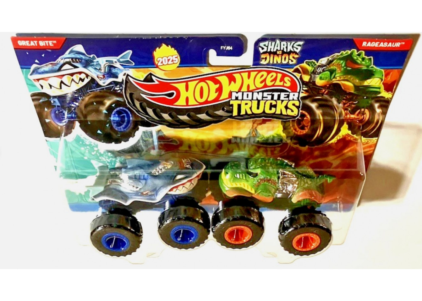 Машинки Хот Вилс Монстр Трак 1:64 Monster Trucks Great Bite vs Rageasaur Mattel JCC71